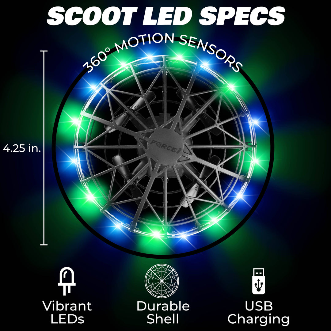 Scoot LED Hand Operated Drone Red/Blue