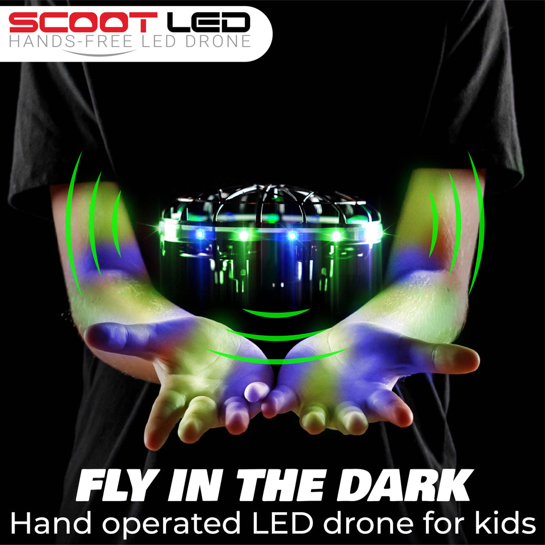 Scoot LED Hand Operated Drone Red/Blue