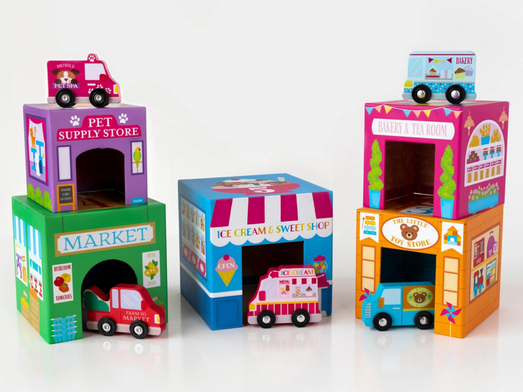 Stackable Nested Cardboard Toys and Cars Set