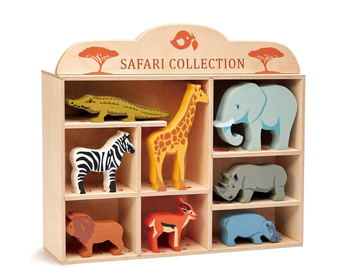 Wooden Animal Set With Display